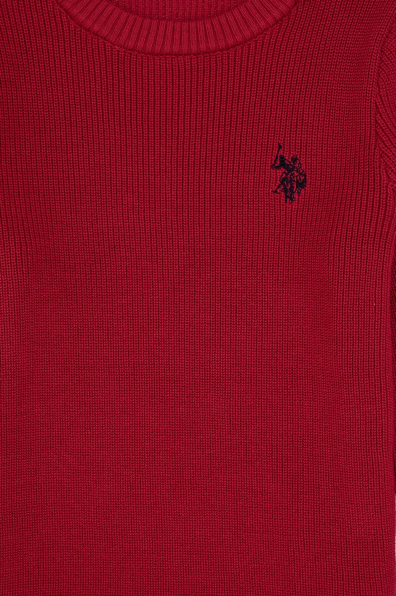 Kız Çocuk Koyu Frambuaz Bisiklet Yaka Basic Kazak