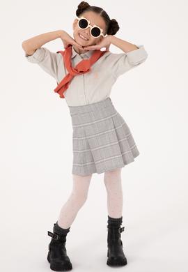 Kız Çocuk Krem Melanj Uzun Kollu Basic Gömlek - 50317666015