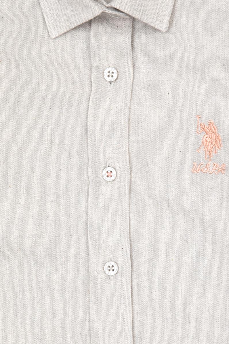 Kız Çocuk Krem Melanj Uzun Kollu Basic Gömlek