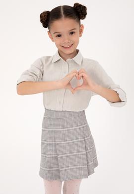 Kız Çocuk Krem Melanj Uzun Kollu Basic Gömlek - 50317666015