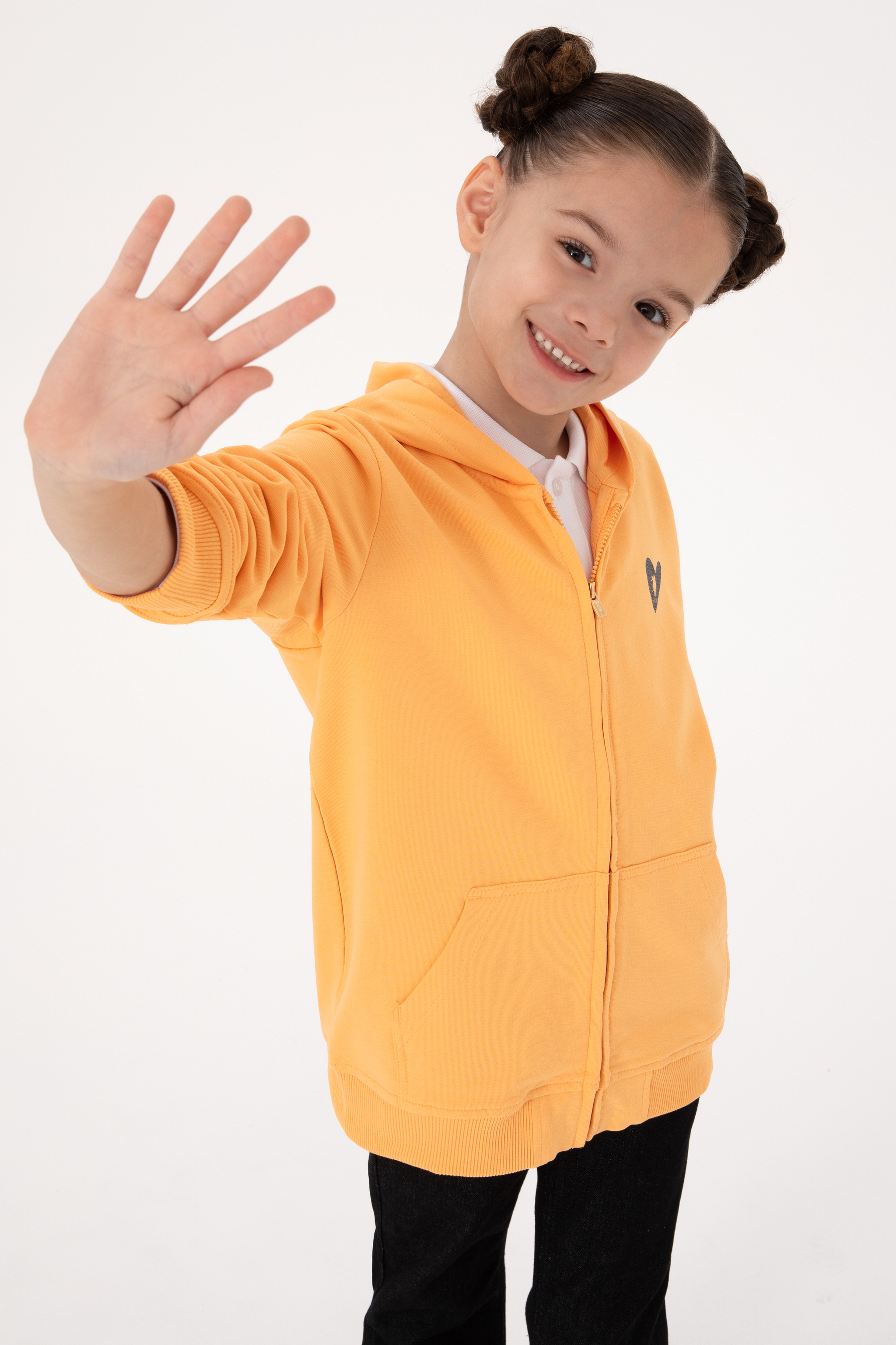 Kız Çocuk Mango Kapüşonlu Fermuarlı Sweatshirt - Image 1
