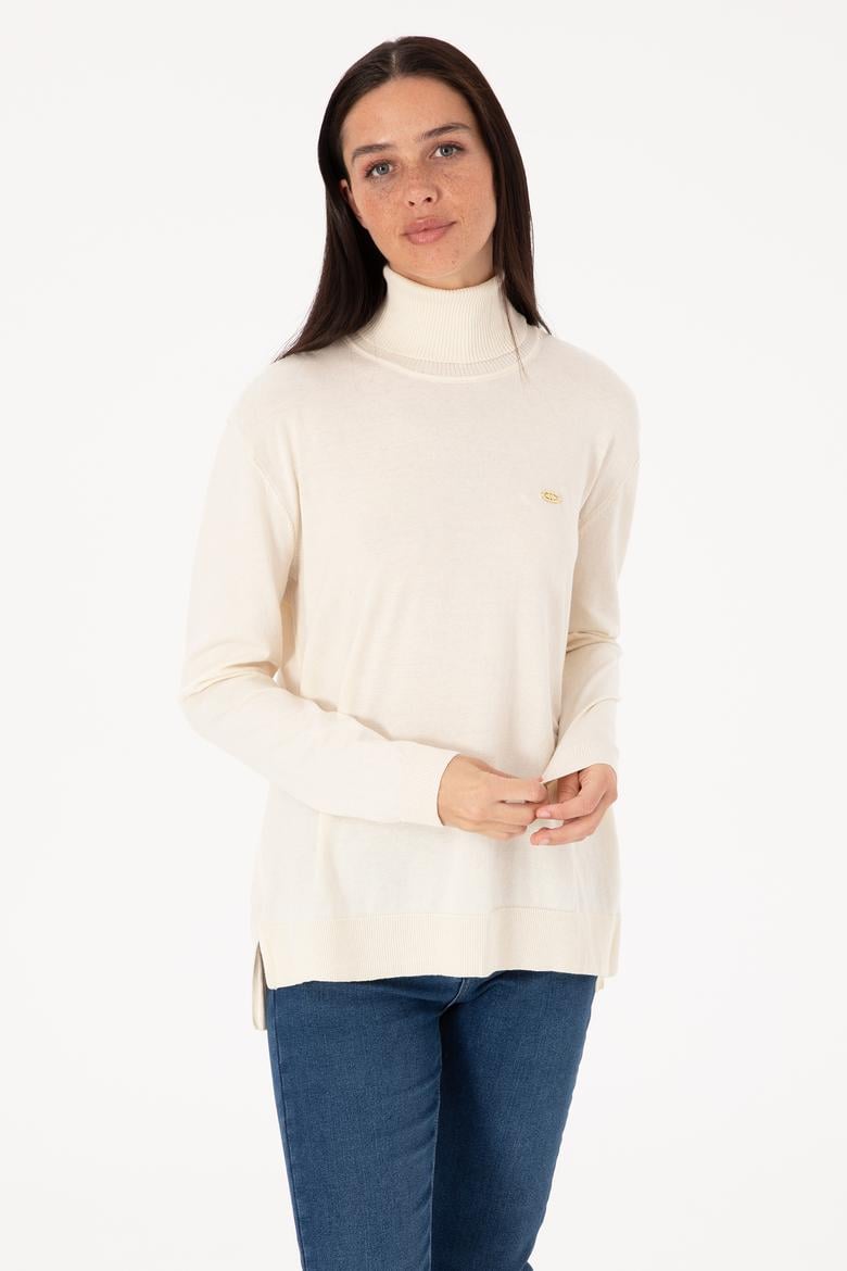 Kadın Krem Basic Kazak - 50307742044