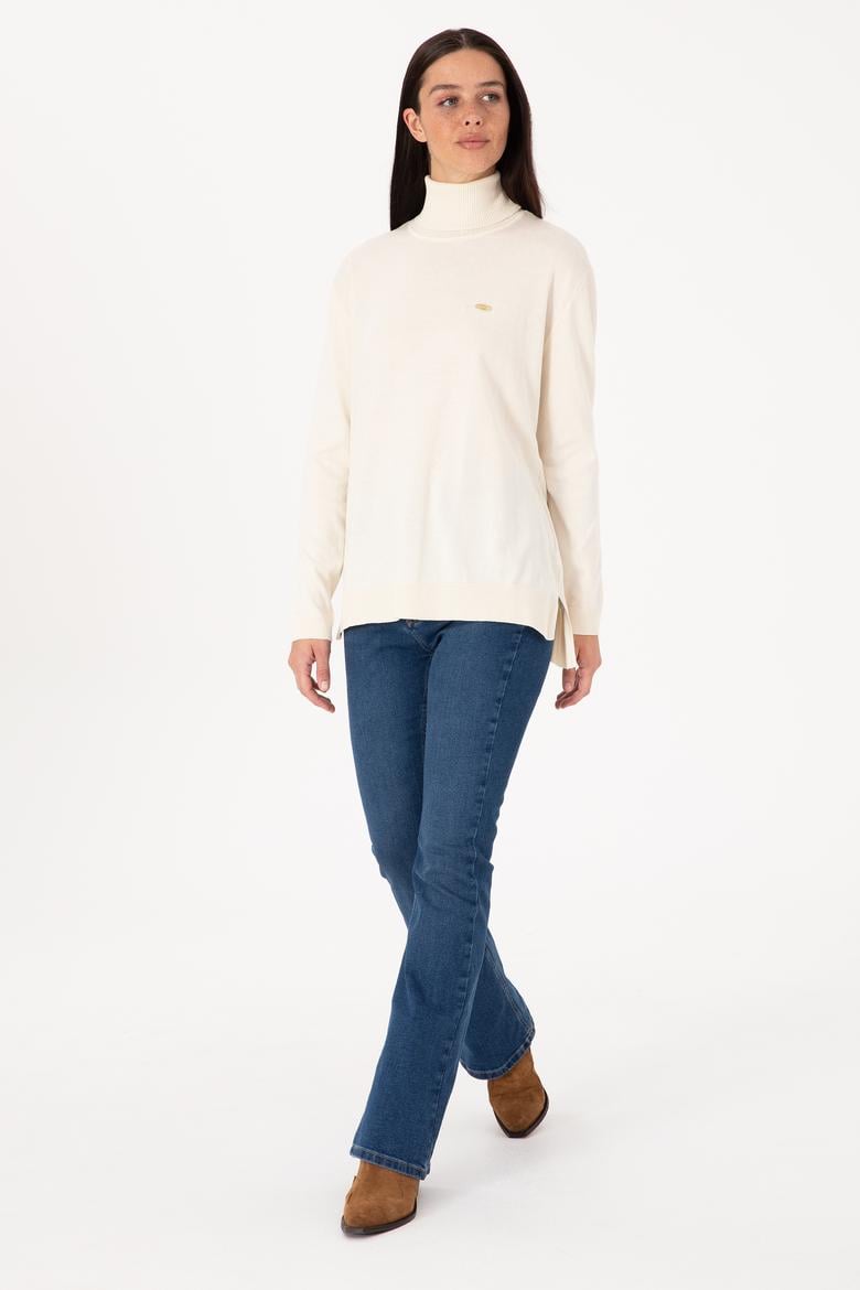 Kadın Krem Basic Kazak - 50307742044