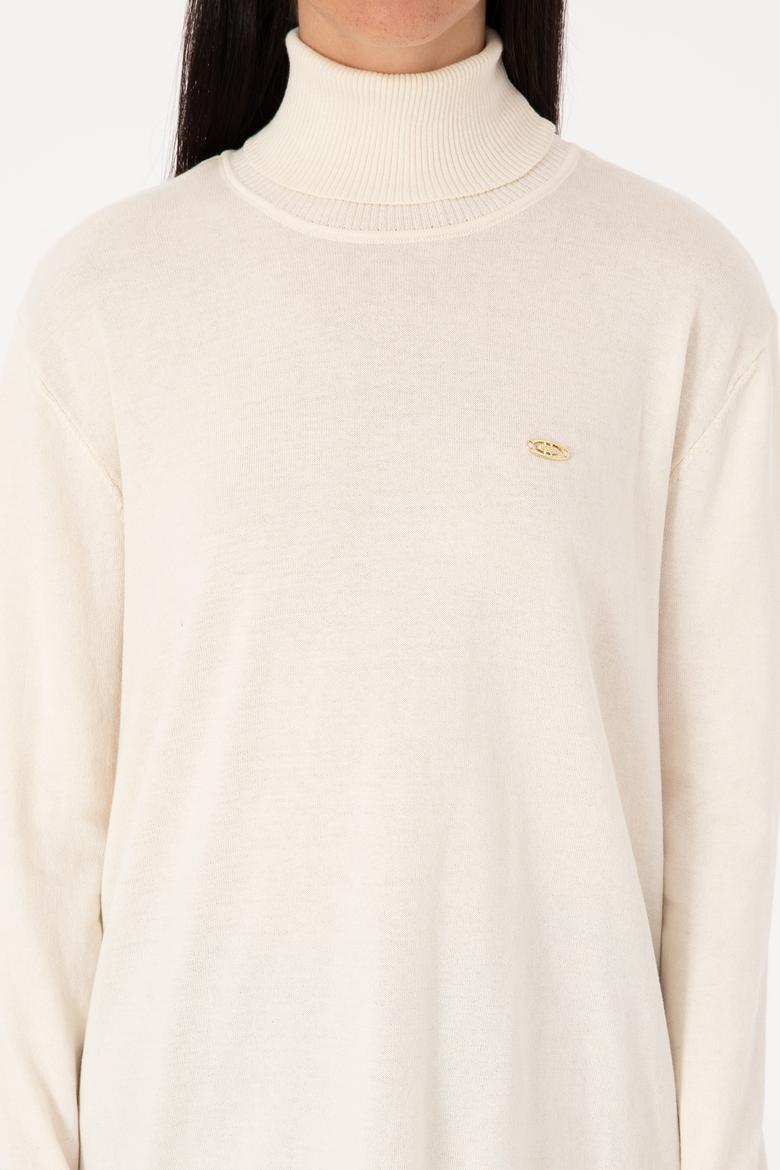 Kadın Krem Basic Kazak - 50307742044