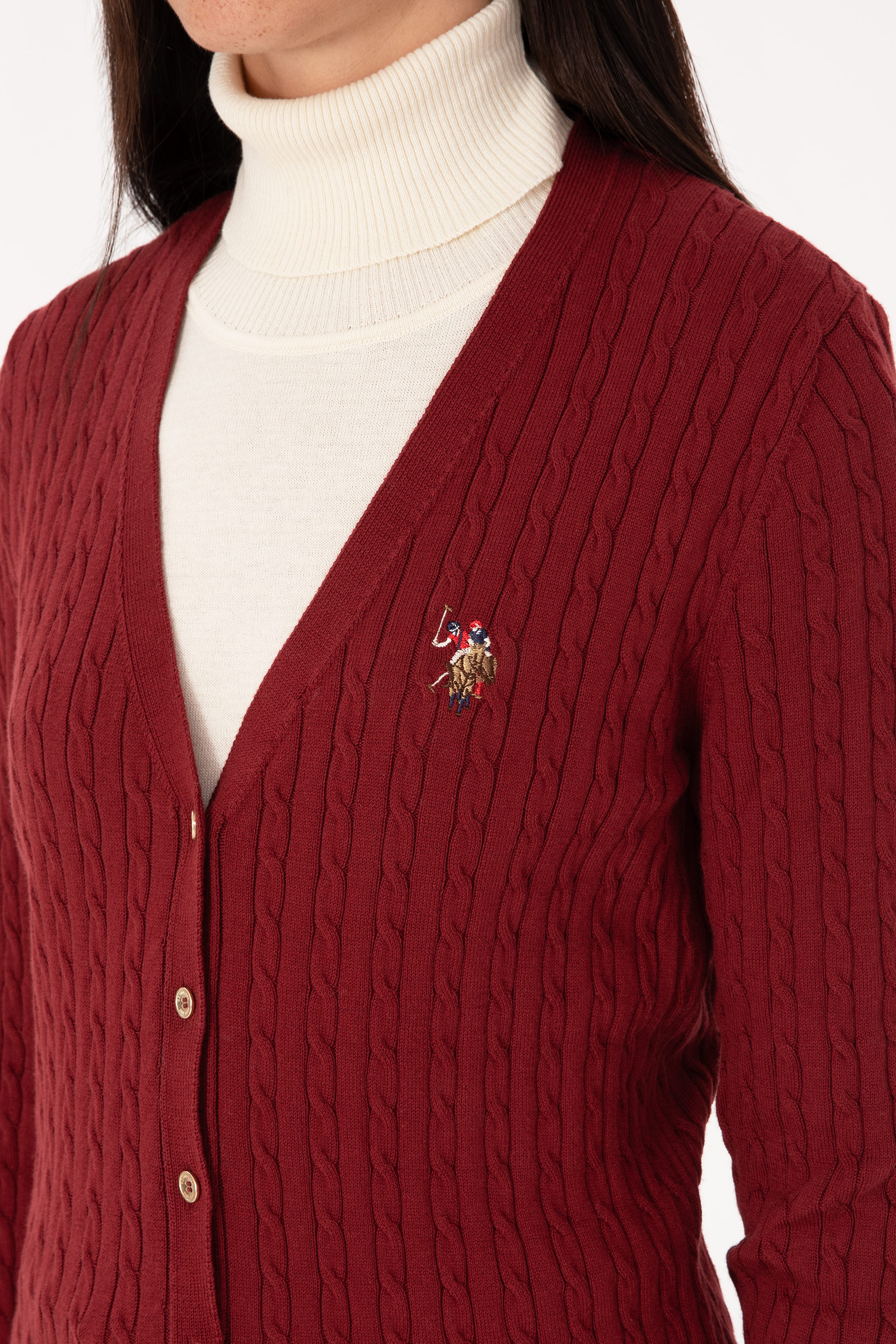 Kadın Bordo Basic Triko Hırka - Image 7