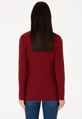 Kadın Bordo Basic Triko Hırka - 50317682018