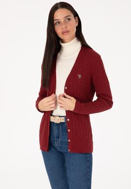 Kadın Bordo Basic Triko Hırka - 50317682018