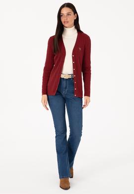 Kadın Bordo Basic Triko Hırka - 50317682018