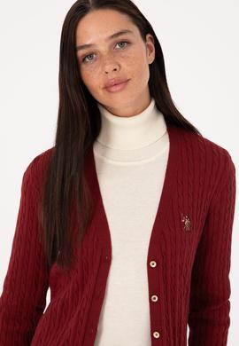 Kadın Bordo Basic Triko Hırka - 50317682018