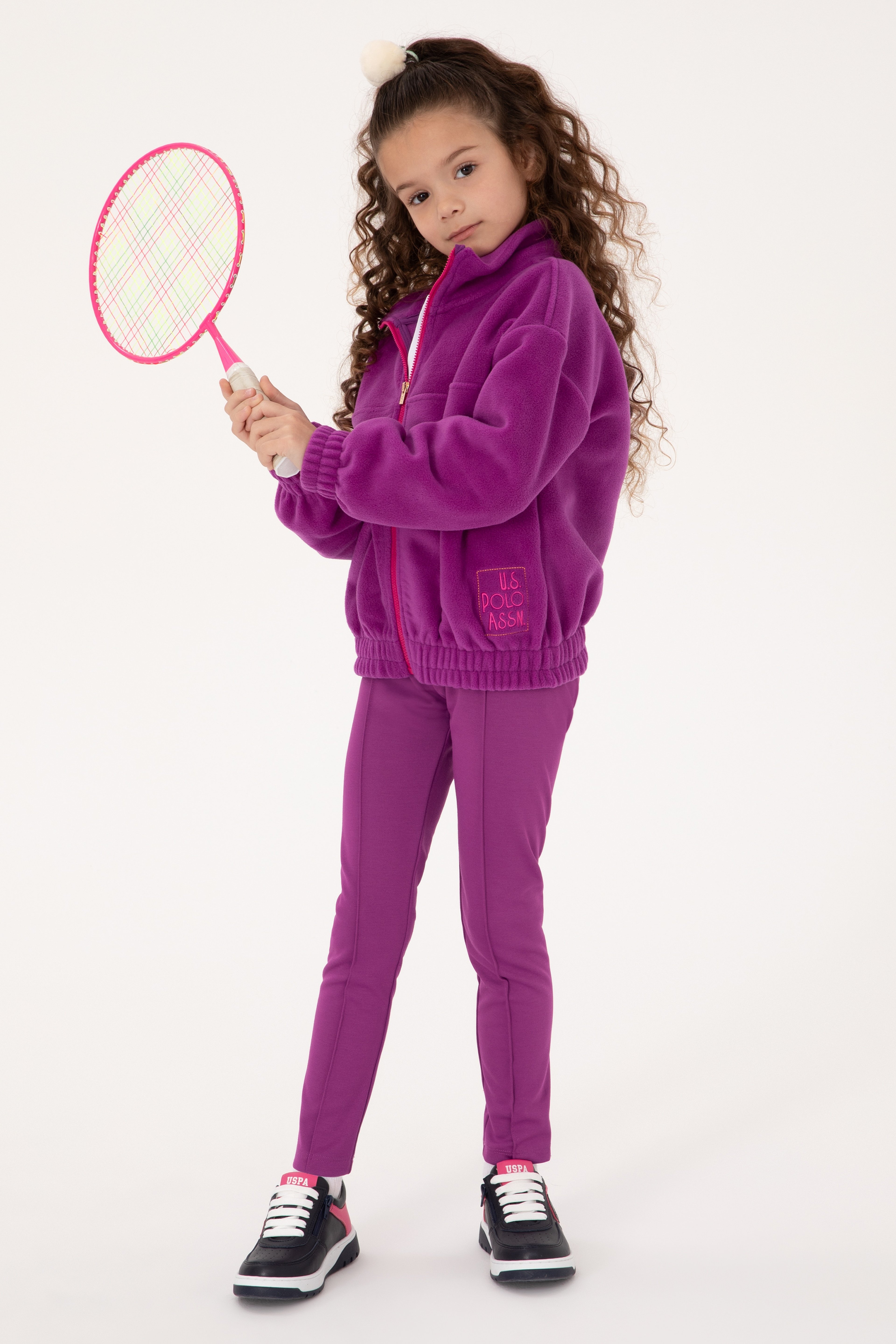 Kız Çocuk Menekşe Fermuarlı Polar Sweatshirt - Image 2