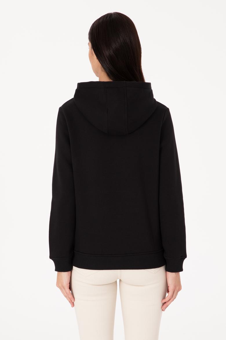 Kadın Siyah Kapüşonlu Basic Sweatshirt - 50307711020