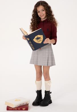 Kız Çocuk Bordo Uzun Kollu Basic Gömlek - 50317666009