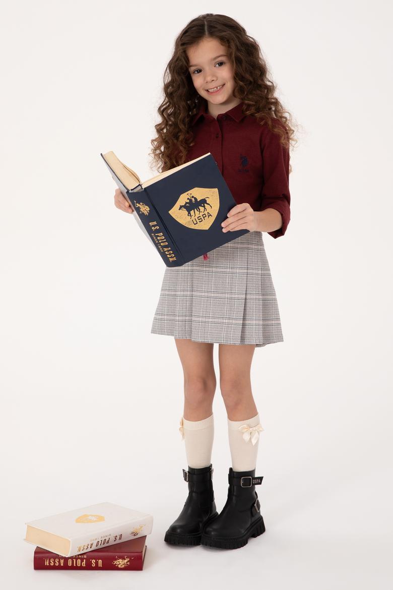 Kız Çocuk Bordo Uzun Kollu Basic Gömlek - 50317666009