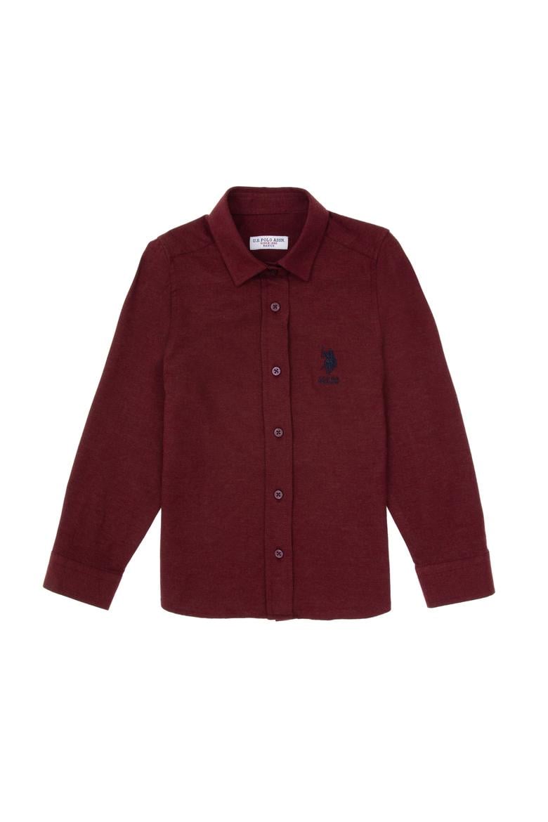 Kız Çocuk Bordo Uzun Kollu Basic Gömlek - 50317666009