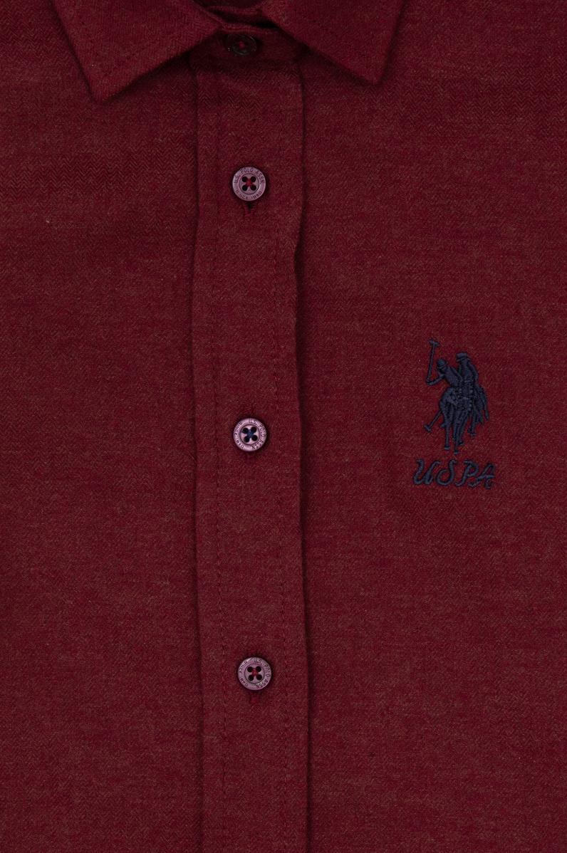 Kız Çocuk Bordo Uzun Kollu Basic Gömlek