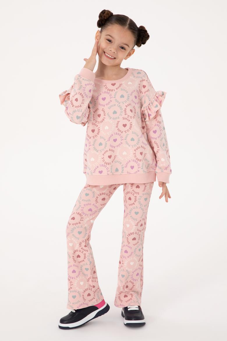 Kız Çocuk Pudra Bisiklet Yaka Sweatshirt - 50317887004