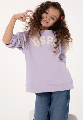 Kız Çocuk Mor Bisiklet Yaka Şardonlu Sweatshirt - 50317878027