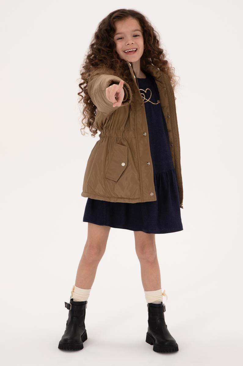 Kız Çocuk Kapüşomnlu Haki Kaban