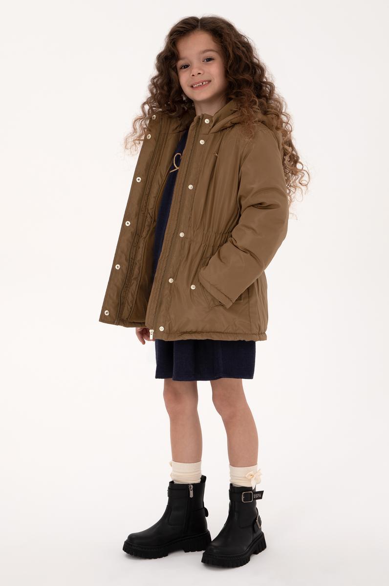 Kız Çocuk Kapüşomnlu Haki Kaban