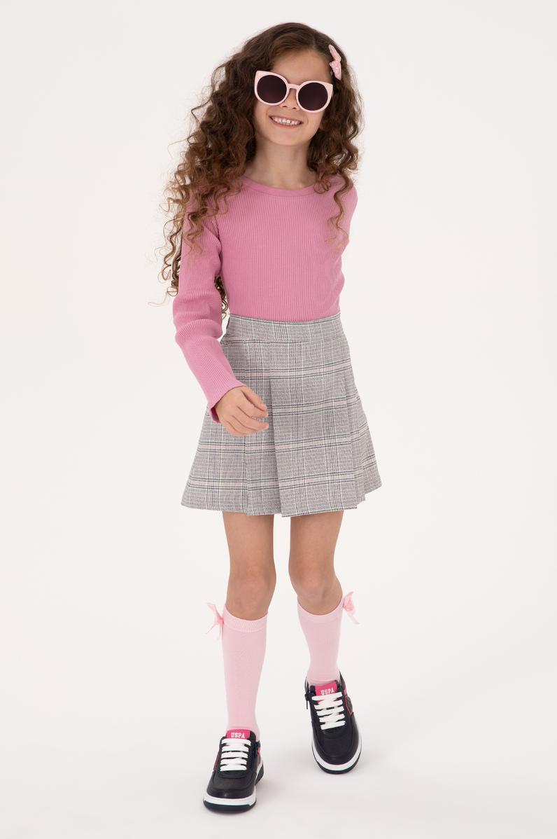 Kız Çocuk Pembe Bisiklet Yaka Sweatshirt