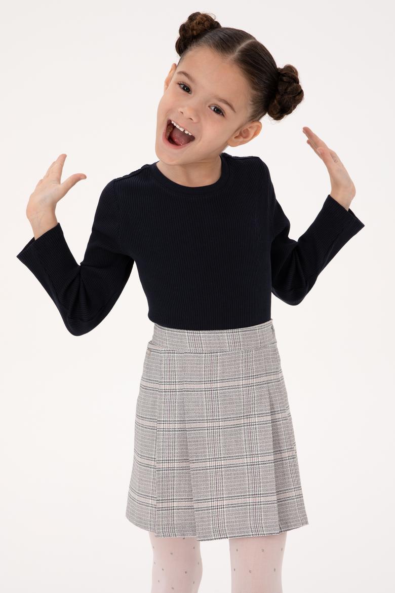 Kız Çocuk Lacivert Bisiklet Yaka Sweatshirt