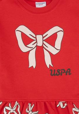 Kız Çocuk Kırmızı Yılbaşı Temalı Örme Elbise - 50318063009