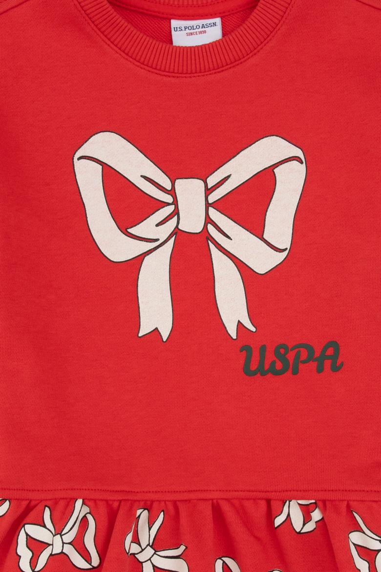 Kız Çocuk Kırmızı Yılbaşı Temalı Örme Elbise - 50318063009