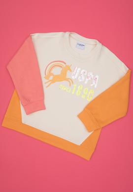 Kız Çocuk Turuncu Bisiklet Yaka Sweatshirt - 50317979022