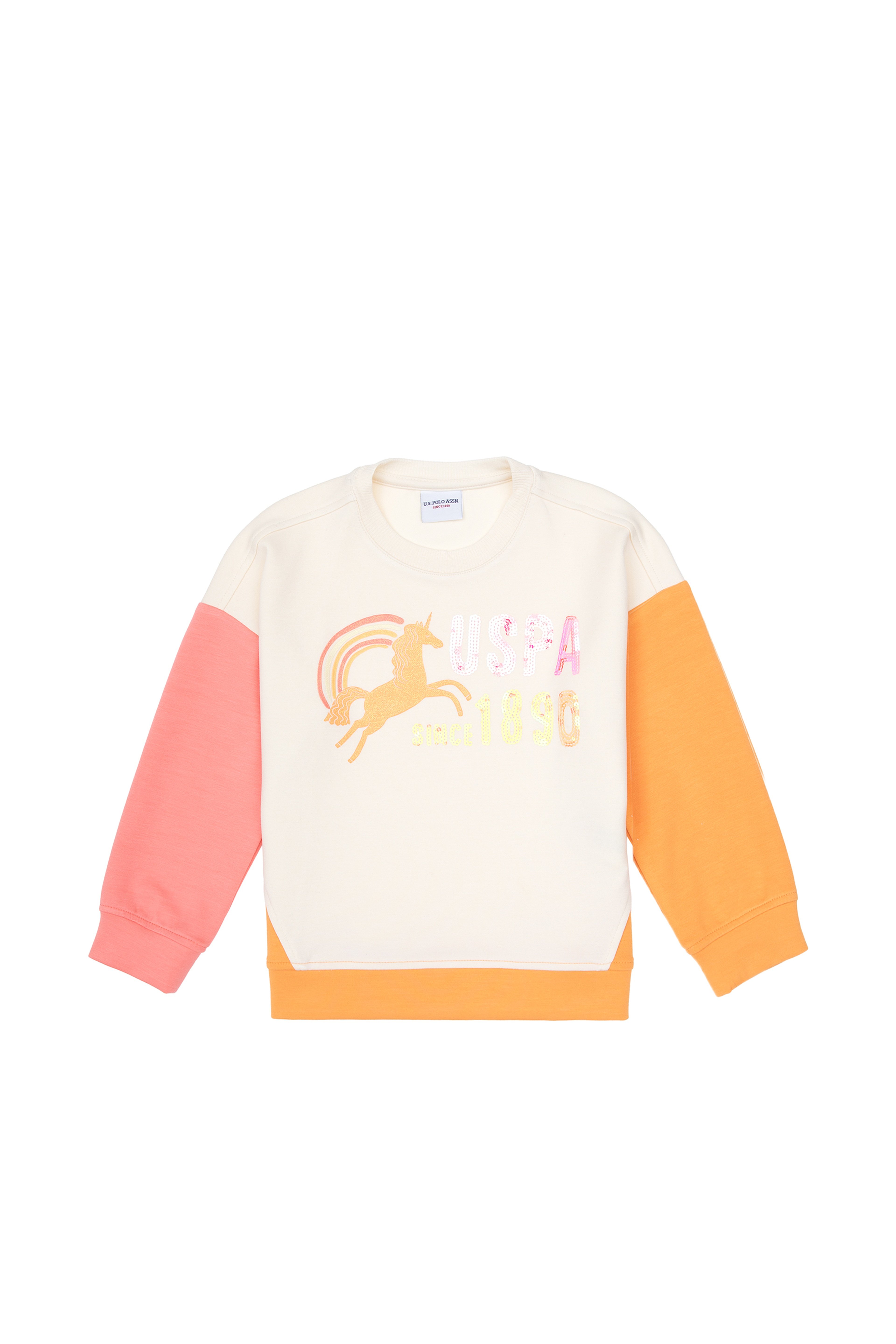 Kız Çocuk Turuncu Bisiklet Yaka Sweatshirt - Image 4