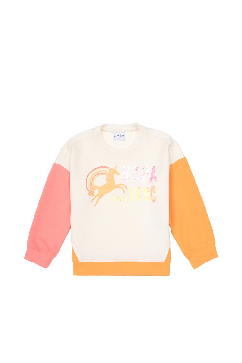 Kız Çocuk Turuncu Bisiklet Yaka Sweatshirt - 50317979022