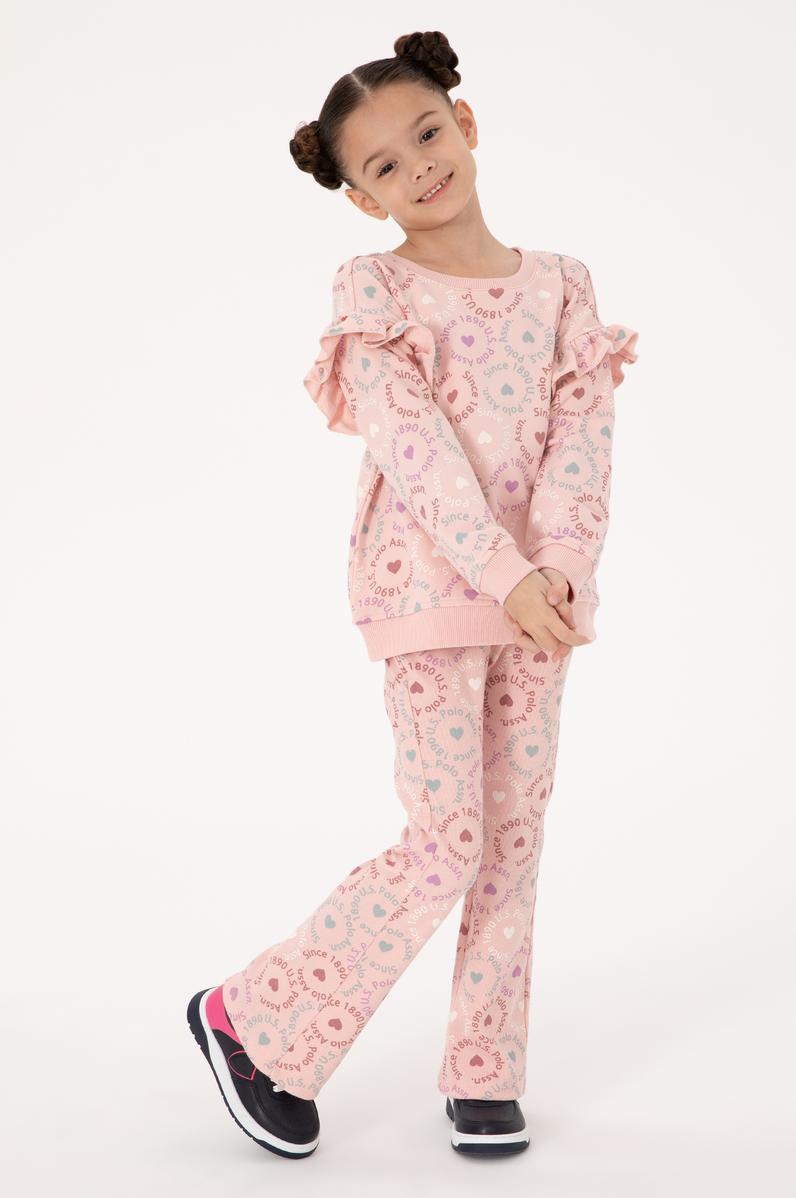 Kız Çocuk Pudra İspanyol Paça Tayt