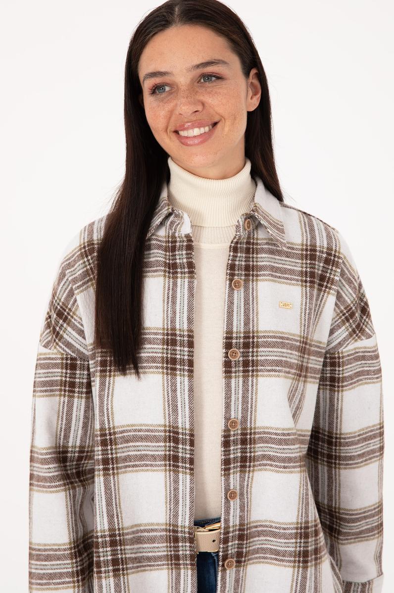 Kadın Haki Uzun Kollu Gömlek