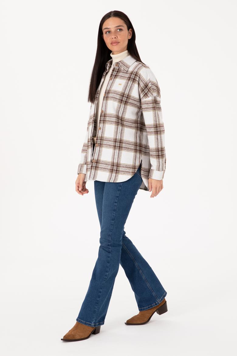 Kadın Haki Uzun Kollu Gömlek - 50316698007