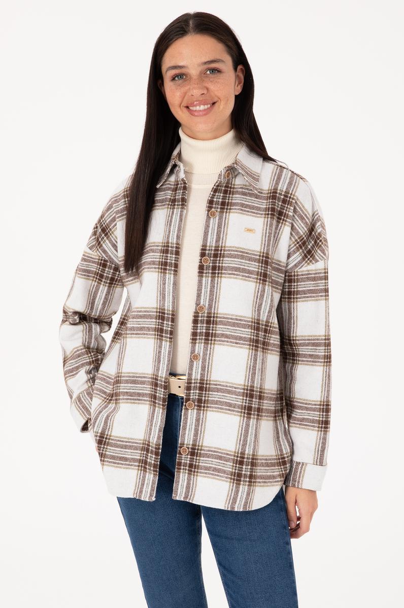 Kadın Haki Uzun Kollu Gömlek