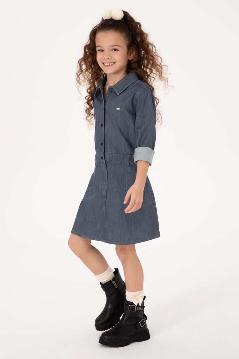 Kız Çocuk Siyah Dokuma Elbise - 50317619003