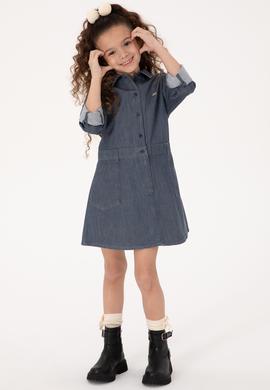 Kız Çocuk Siyah Dokuma Elbise - 50317619003