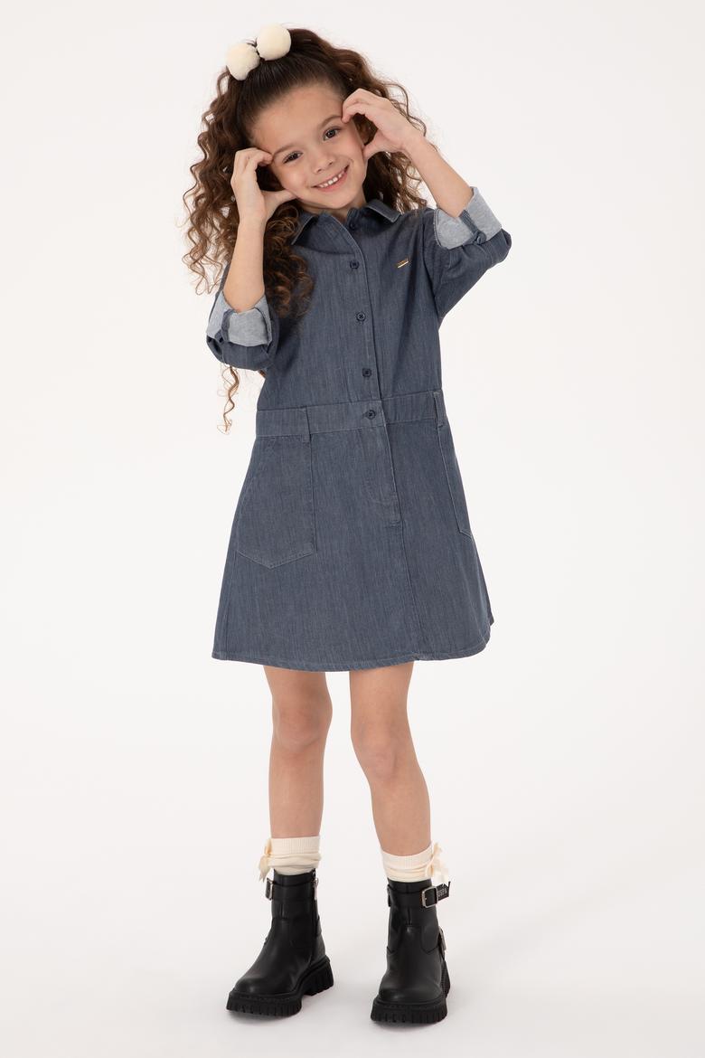 Kız Çocuk Siyah Dokuma Elbise