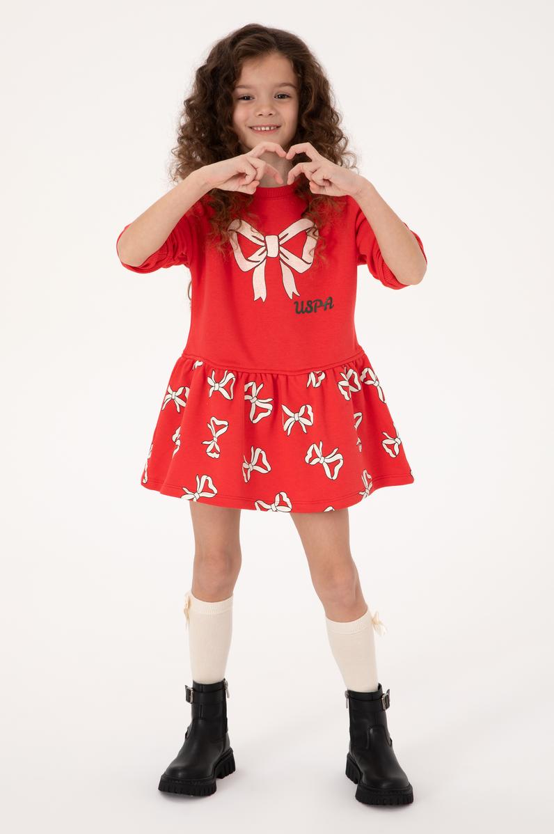 Kız Çocuk Kırmızı Örme Elbise
