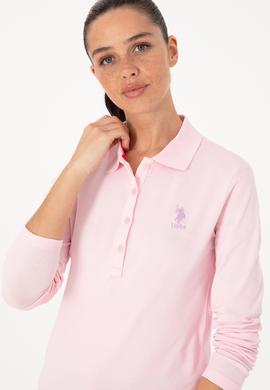 Kadın Pembe Basic Polo Yaka Sweatshırt - 50307755164
