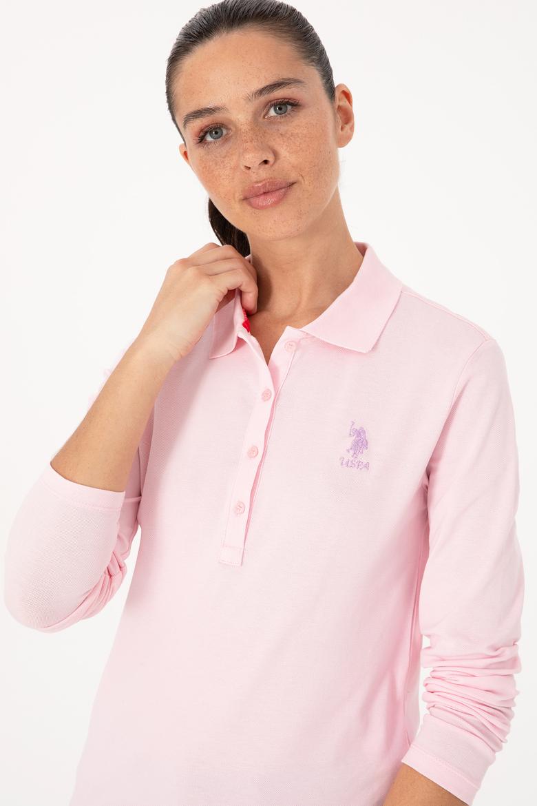 Kadın Pembe Basic Polo Yaka Sweatshırt - 50307755164