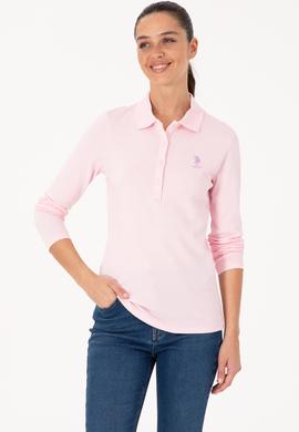 Kadın Pembe Basic Polo Yaka Sweatshırt - 50307755164
