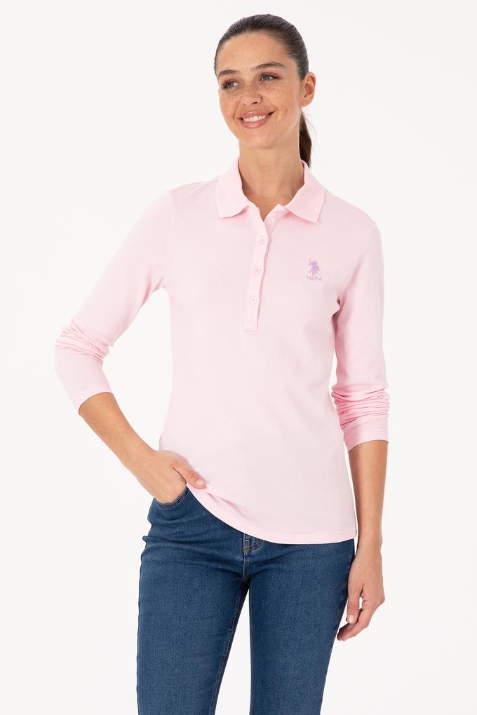 Kadın Pembe Basic Polo Yaka Sweatshırt