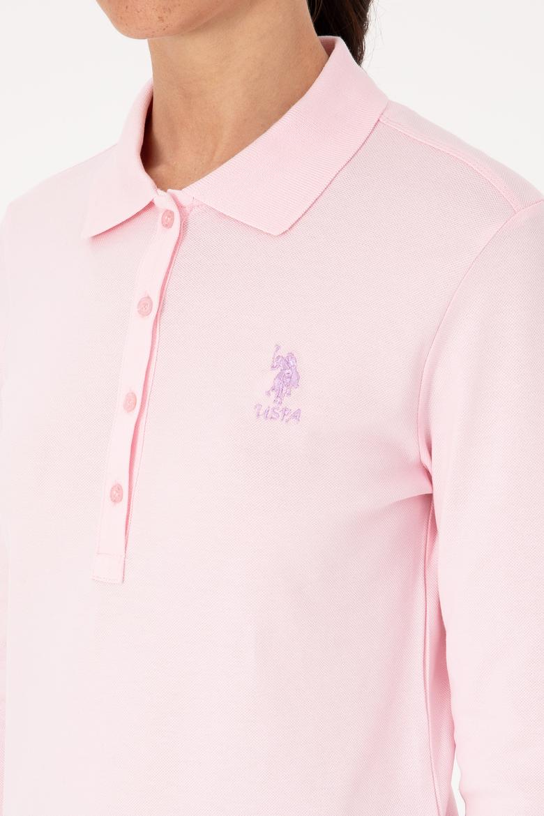 Kadın Pembe Basic Polo Yaka Sweatshırt - 50307755164