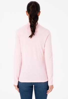 Kadın Pembe Basic Polo Yaka Sweatshırt - 50307755164