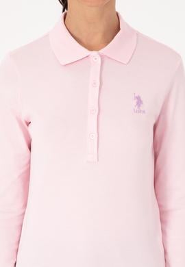 Kadın Pembe Basic Polo Yaka Sweatshırt - 50307755164