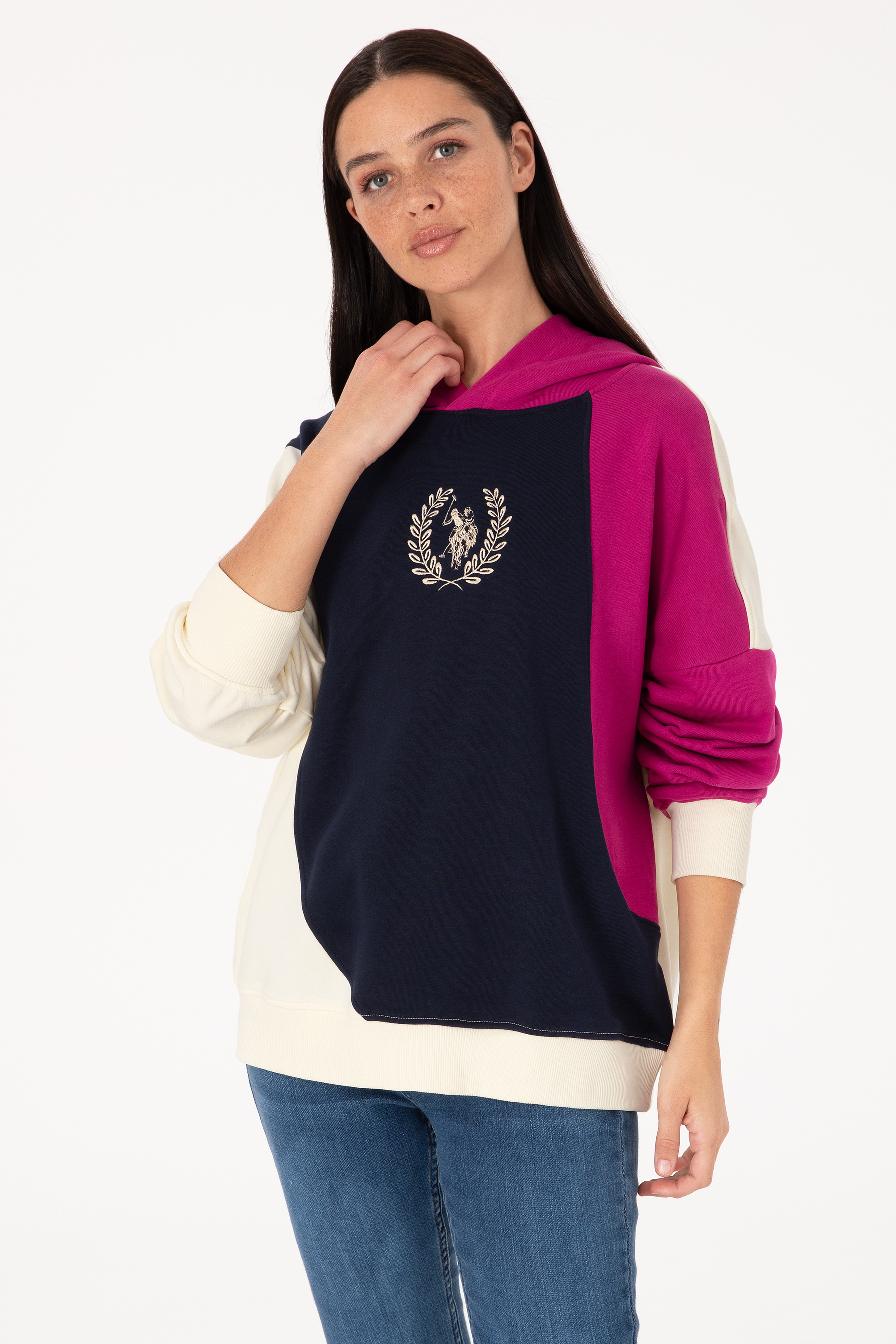 Kadın Lacivert Kapüşonlu Sweatshirt - Image 1