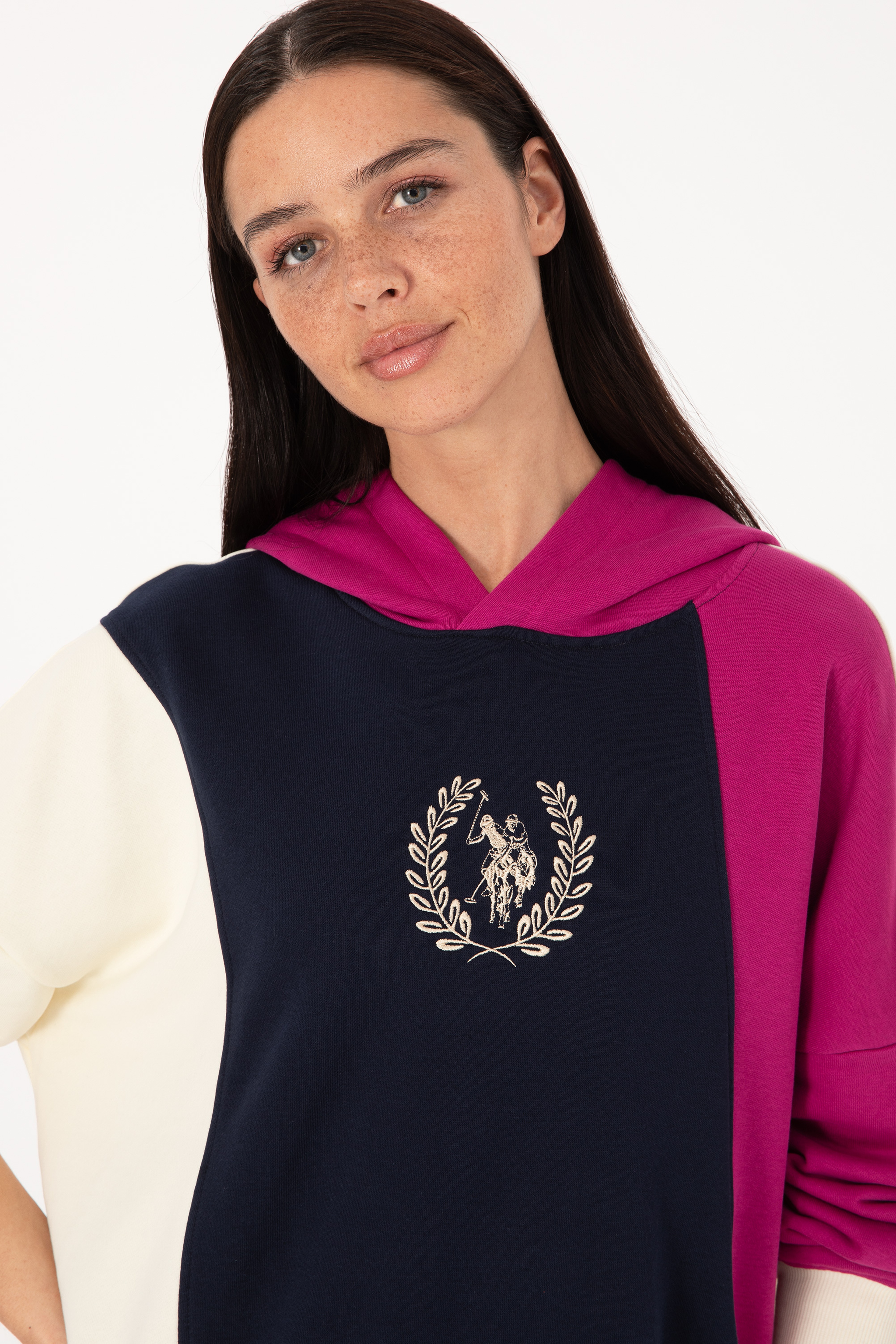 Kadın Lacivert Kapüşonlu Sweatshirt - Image 2
