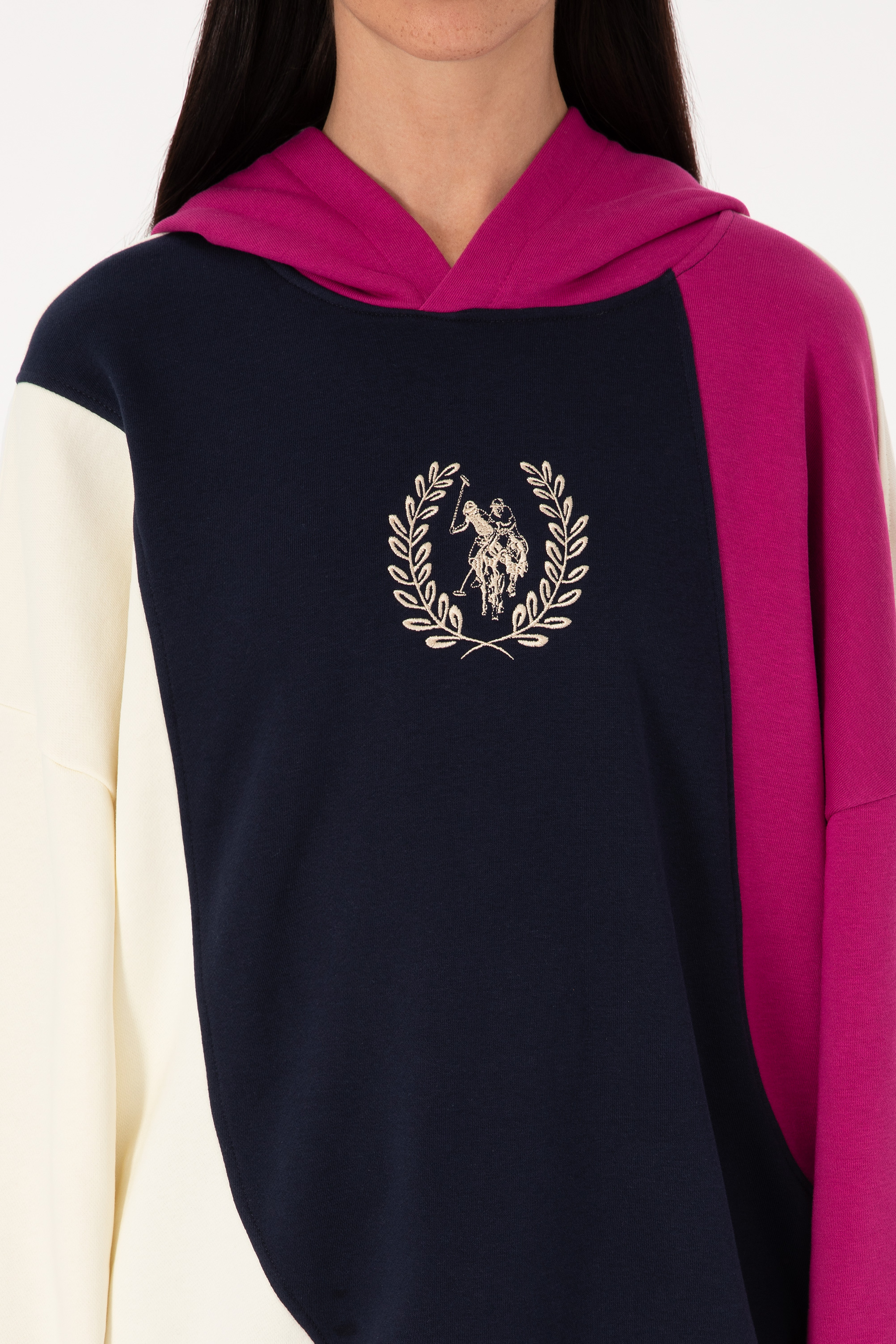 Kadın Lacivert Kapüşonlu Sweatshirt - Image 6