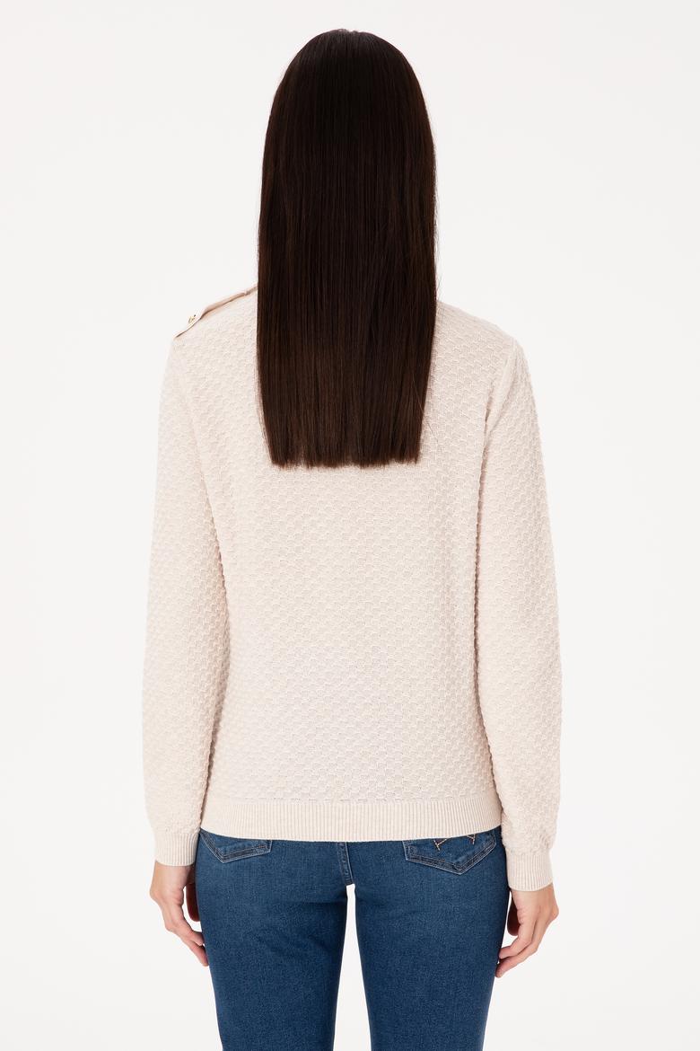 Kadın Krem Melanj Kazak - 50315046013