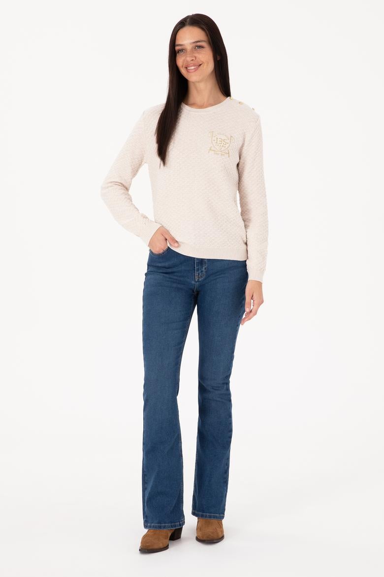 Kadın Krem Melanj Kazak - 50315046013